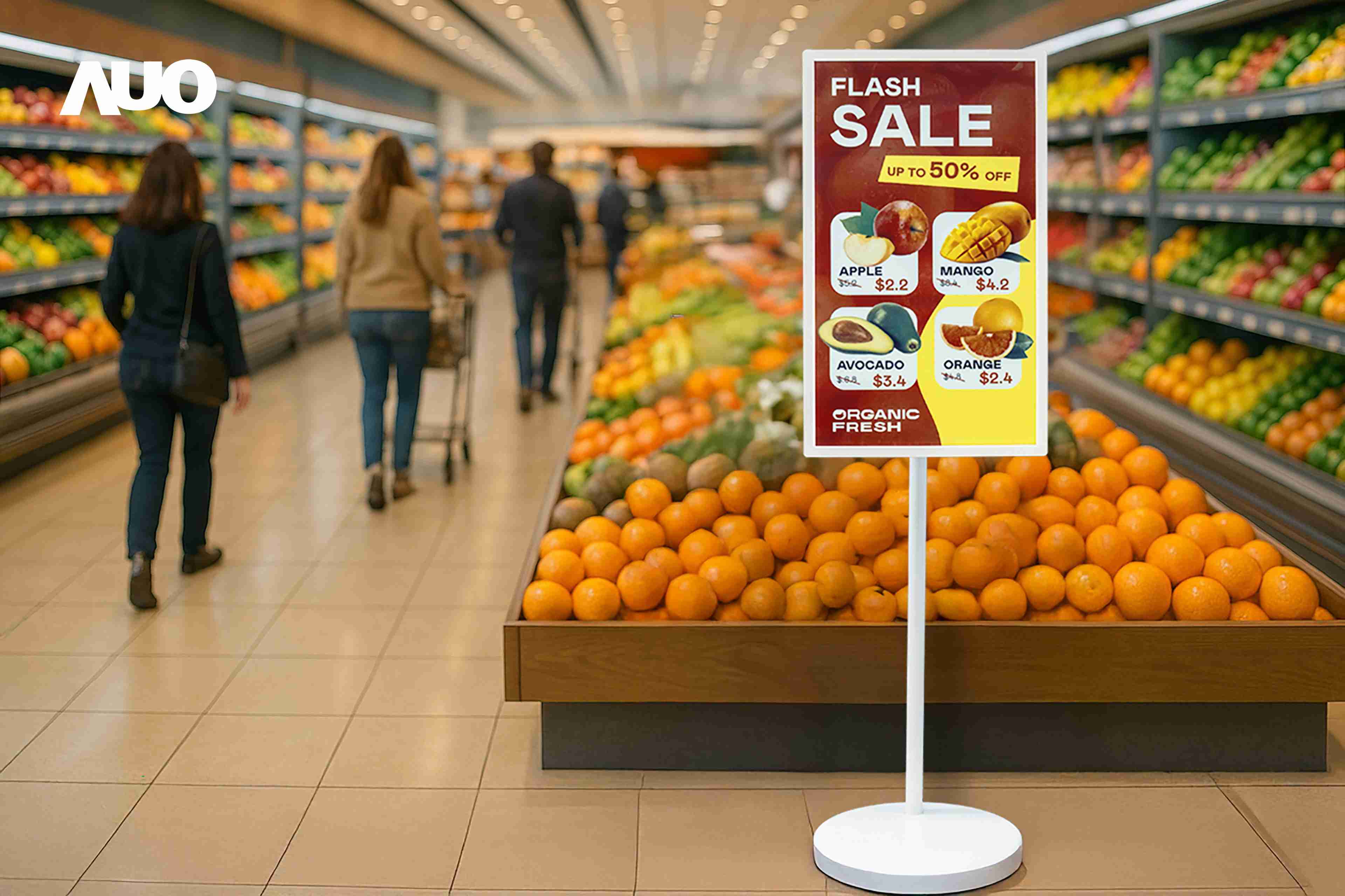 达擎首亮相低功耗、、、全彩的〝aecoPost电子纸解决方案〞，，仅在更新画面时需要微量的电力驱动，，无需布建电线的便捷设计，，使其可灵活应用、、、随意置放，，，并可透过云端或行动装置app，，，，轻松管理及排程广告内容，，，晋升店头营销利器。。。。